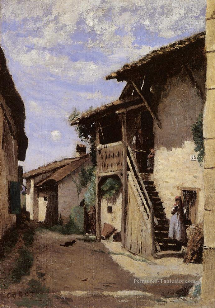 Un Village Steeet Dardagny plein air romantisme Jean Baptiste Camille Corot Peintures à l'huile